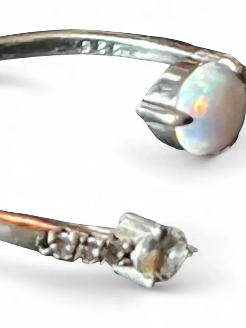 Sterling Silver Opal CZ Wrap Around Ring